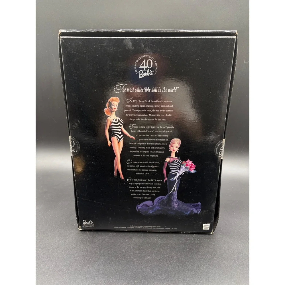 Collector Edition 40th Anniversary Barbie Doll Black Gown Elegant Formal Evening
